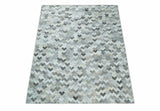 Custom Made Ivory and Gray Modern Geometrical Leather Rug