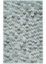 Custom Made Ivory and Gray Modern Geometrical Leather Rug