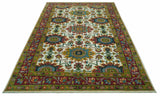 Custom Made Ivory And Maroon Traditional Floral Motifs Design Hand Knotted Wool Rug