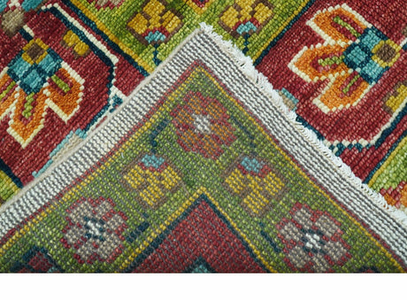 Custom Made Ivory And Maroon Traditional Floral Motifs Design Hand Knotted Wool Rug