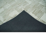 Custom Made Ivory and Olive Modern Design Hand Tufted Wool Rug