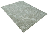 Custom Made Ivory and Olive Modern Design Hand Tufted Wool Rug