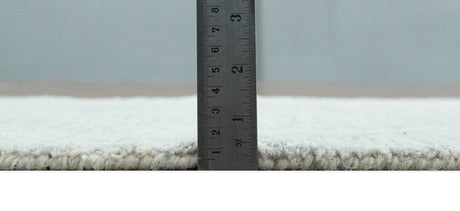 Custom Made Ivory and Silver Modern Geometric Hand Tufted Natural Wool Area Rug