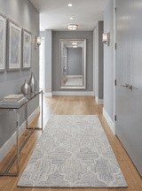 Custom Made Ivory and Silver Modern Geometric Hand Tufted Wool Area Rug