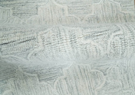 Custom Made Ivory and Silver Modern Geometric Hand Tufted Wool Area Rug