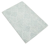 Custom Made Ivory and Silver Modern Geometric Hand Tufted Wool Area Rug