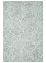 Custom Made Ivory and Silver Modern Geometric Hand Tufted Wool Area Rug