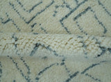 Custom Made Ivory, Beige and Gray Maze Design Hand knotted wool Area Rug