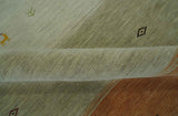 Custom Made Ivory, Beige and Rust Geometrical stripes Design Hand loom Wool Area Rug