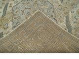 Custom Made Ivory, Brown and Blue Traditional Hand Knotted Wool Area Rug