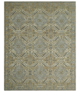 Custom Made Ivory, Brown and Blue Traditional Hand Knotted Wool Area Rug