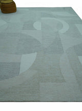 Custom Made Ivory, Gray and Beige Modern Contemporary Hand Tufted wool rug