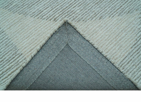 Custom Made Ivory, Gray and Beige Modern Contemporary Hand Tufted wool rug