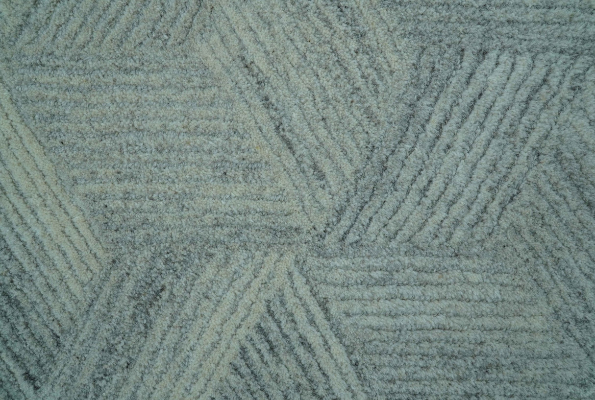 Custom Made Ivory, Gray and Beige Modern Contemporary Hand Tufted wool rug