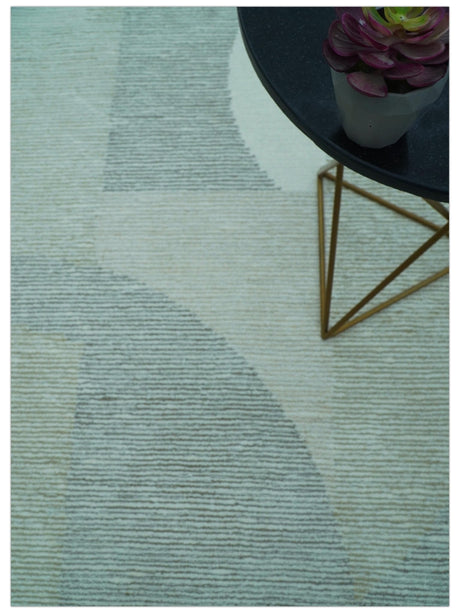 Custom Made Ivory, Gray and Beige Modern Contemporary Hand Tufted wool rug
