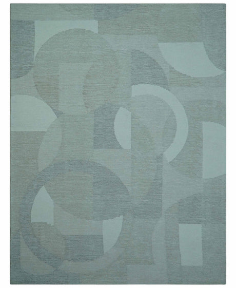 Custom Made Ivory, Gray and Beige Modern Contemporary Hand Tufted wool rug