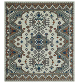 Custom Made Ivory, Gray and Camel Traditional Hand knotted Wool Area Rug