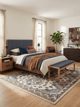 Custom Made Ivory, Gray and Camel Traditional Hand knotted Wool Area Rug