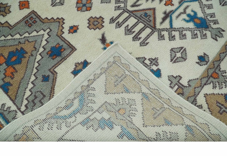 Custom Made Ivory, Gray and Camel Traditional Hand knotted Wool Area Rug