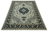Custom Made Ivory, Gray, Camel and Charcoal Traditional Multi Size Wool Area Rug