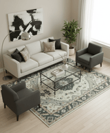Custom Made Ivory, Gray, Camel and Charcoal Traditional Multi Size Wool Area Rug