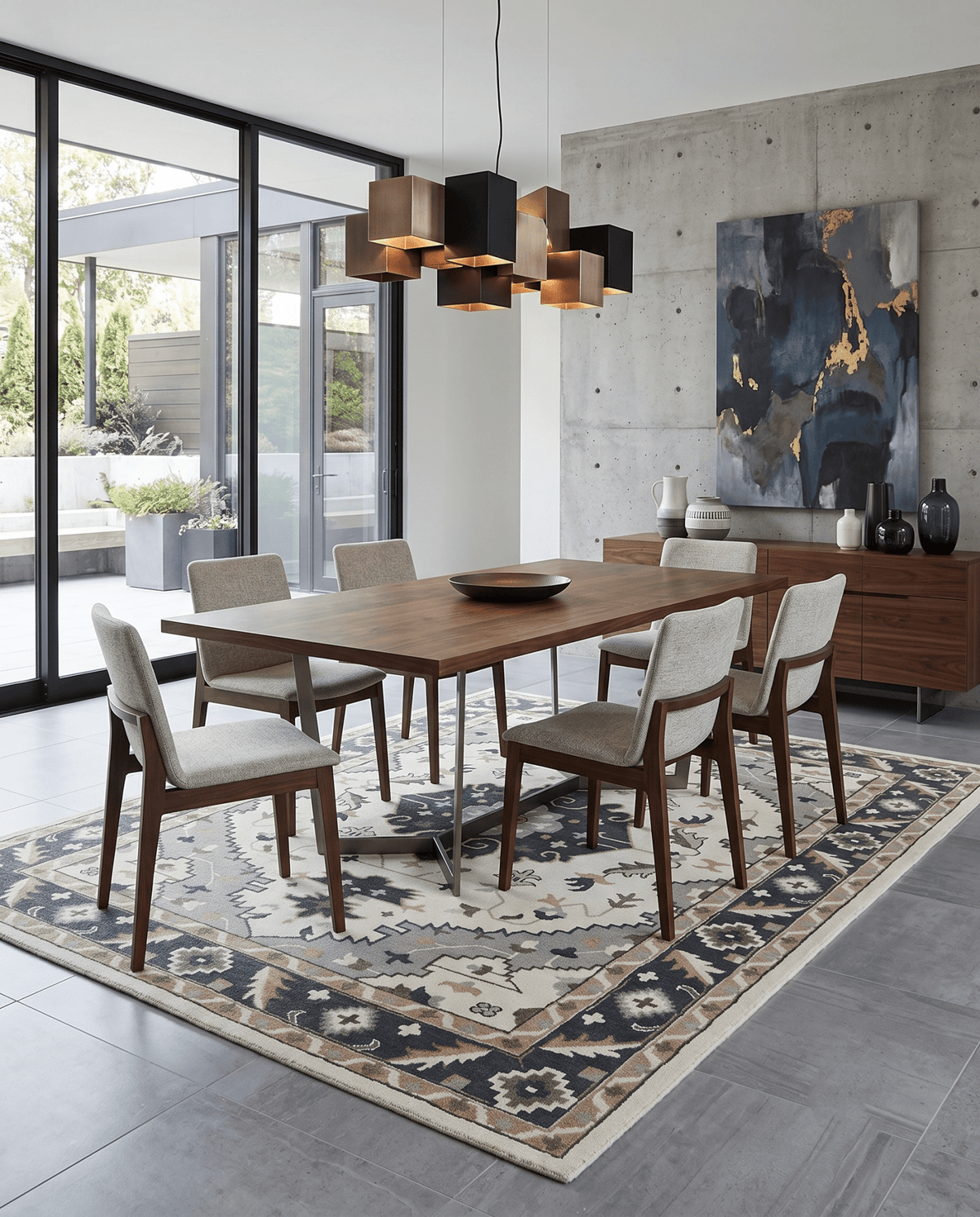 Custom Made Ivory, Gray, Camel and Charcoal Traditional Multi Size Wool Area Rug