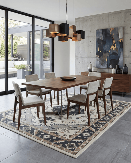 Custom Made Ivory, Gray, Camel and Charcoal Traditional Multi Size Wool Area Rug