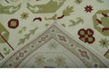 Custom Made Ivory, Olive and Maroon Traditional Medallion Mamluk Design wool Rug
