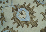 Custom Made Ivory, Taupe and Aqua Traditional Hand Tufted wool area rug