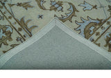 Custom Made Ivory, Taupe and Aqua Traditional Hand Tufted wool area rug