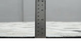 Custom Made Leather Patchwork Silver and Ivory Modern Geometric Rug