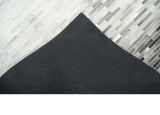 Custom Made Leather Striped Gray and Silver Leather Rug