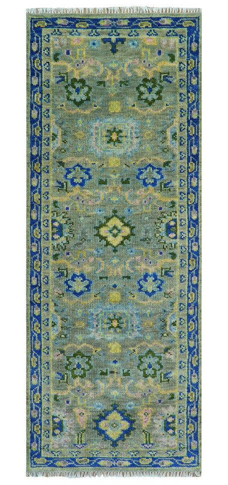 Custom Made Lt. Silver, Grey and Mustard Hand Knotted Traditional Oushak wool area rug