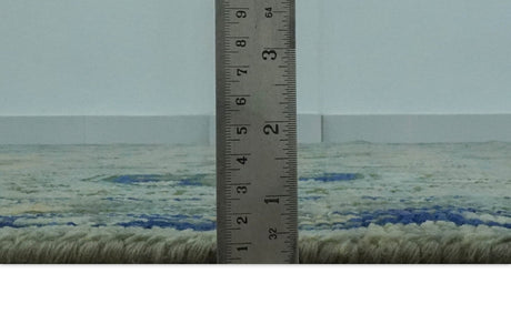 Custom Made Lt. Silver, Grey and Mustard Hand Knotted Traditional Oushak wool area rug