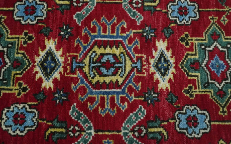 Custom Made Maroon and Blue Antique Turkish Hand Knotted Wool Area Rug