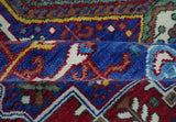 Custom Made Maroon, Blue and ivory Hand Knotted Traditional Wool Rug