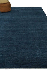 Custom Made Midnight blue Solid Hand knotted Modern wool Area Rug