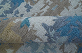 Custom Made Modern Abstract Blue And Beige Hand Tufted Wool Area Rug