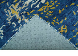 Custom Made Modern Abstract Blue And Beige Hand Tufted Wool-Art Silk Rug