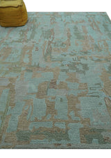 Custom Made Modern Abstract Blue Hand Tufted Wool Area Rug