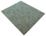 Custom Made Modern Abstract Blue Hand Tufted Wool Area Rug