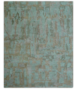 Custom Made Modern Abstract Blue Hand Tufted Wool Area Rug