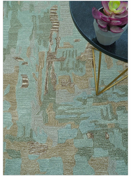 Custom Made Modern Abstract Blue Hand Tufted Wool Area Rug