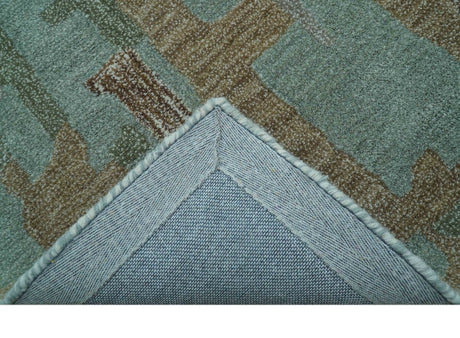 Custom Made Modern Abstract Blue Hand Tufted Wool Area Rug