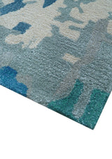 Custom Made Modern Abstract Blue Hand Tufted Wool Art-Silk Rug