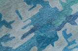 Custom Made Modern Abstract Blue Hand Tufted Wool Art-Silk Rug