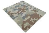 Custom Made Modern Abstract Design Beige Hand Tufted Wool Area Rug