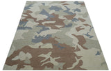 Custom Made Modern Abstract Design Beige Hand Tufted Wool Area Rug