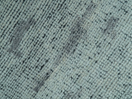 Custom Made Modern Abstract Design Blue And Gray Hand Knotted Wool Area Rug