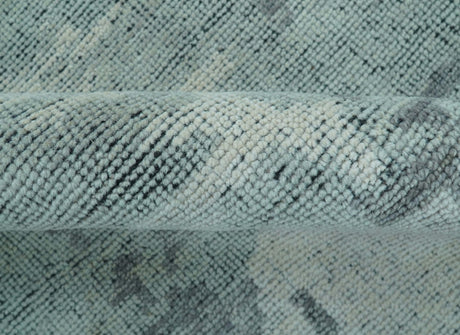 Custom Made Modern Abstract Design Blue And Gray Hand Knotted Wool Area Rug